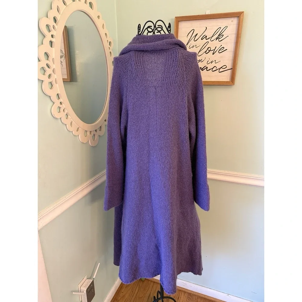 Soft Surroundings Telluride Topper Long Cardigan Size M Purple Wool Mohair - Picture 7 of 8
